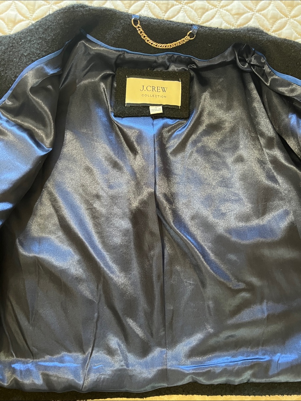 J.Crew Collection Woman’s Black Bouclé Jacket with Gold Buttons - Picture 7 of 13